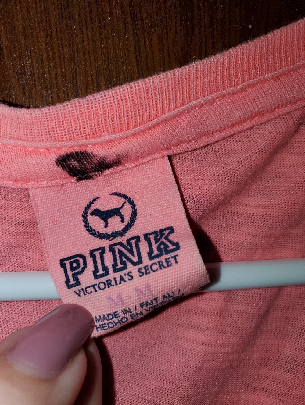 Victorias Secret PINK Graphic Tee - Coral Pink Sz Medium - Picture 2 of 3